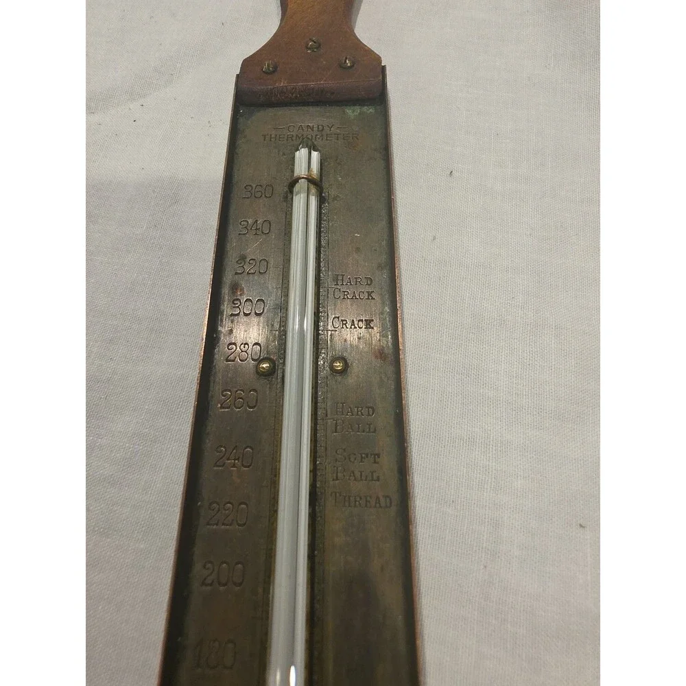 Vintage German Candy Thermometer – Wood Handle - Farmhouse decor